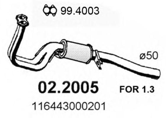 Предглушитель выхлопных газов 022005 ASSO