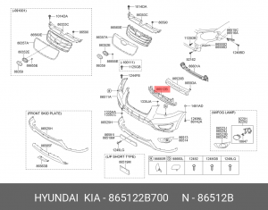 Решетка бампера 865122B700 HYUNDAI KIA
