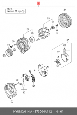 Генератор 373004A112 HYUNDAI KIA