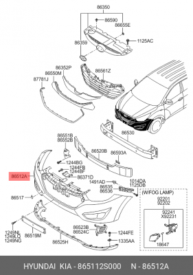 Бампер передний 865112S000 HYUNDAI KIA