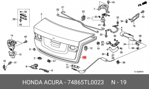 Уплотнитель крышки багажника 74865TL0023 HONDA