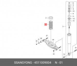 Пружина подвески 4511009004 SSANG YONG