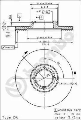 Тормозной диск 09567710 BREMBO