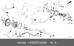 Прокладка, термостат 19305PC6000 HONDA