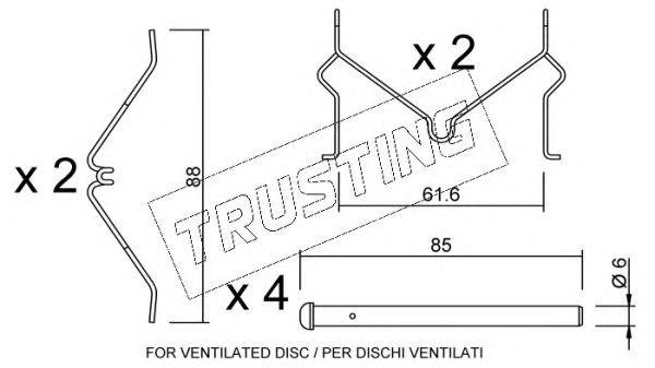 Комплектующие, колодки дискового тормоза KIT058 TRUSTING
