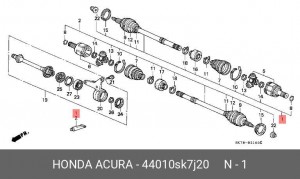 Шарнирный комплект, приводной вал 44010SK7J20 HONDA
