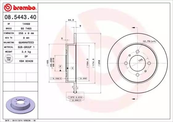 Тормозной диск 08544340 BREMBO