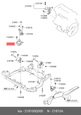 Подушка двигателя 218100Q000 HYUNDAI KIA