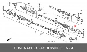Шарнирный комплект, приводной вал 44310SH9003 HONDA