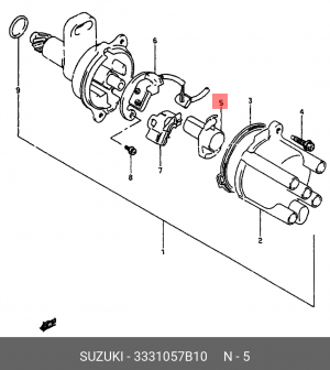 Бегунок распределителя зажигани 33310-57B10 SUZUKI