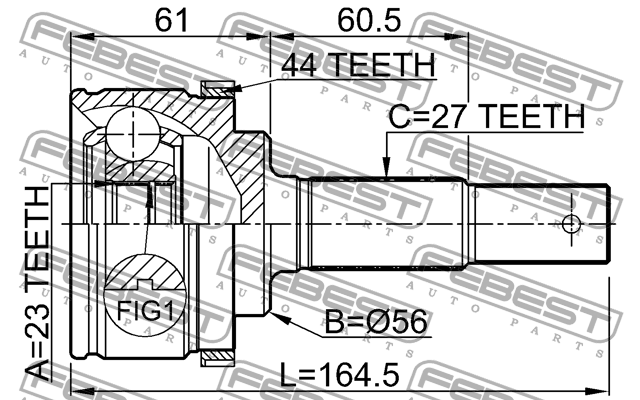 ШРУС 0210-P12QG16A44 FEBEST