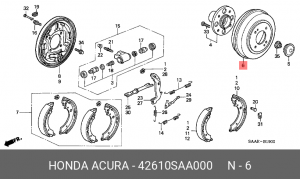 Тормозной барабан 42610-SAA-000 HONDA