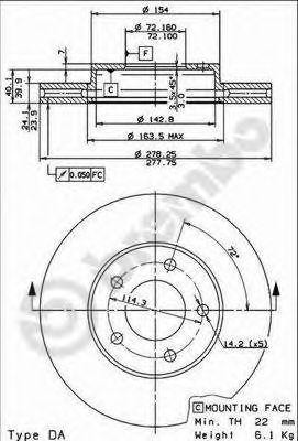 Тормозной диск 09.8953.10 BREMBO