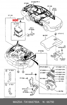 Блок коммутационный для реле, предохранителей TA1666750A MAZDA