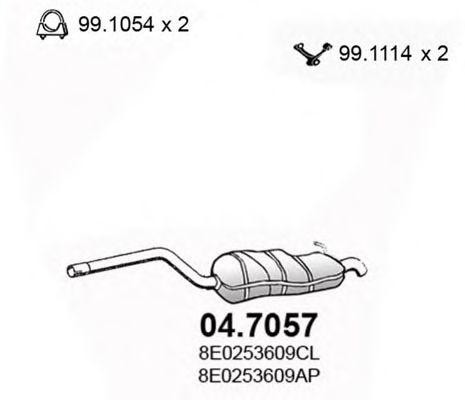 Глушитель выхлопных газов конечный 047057 ASSO
