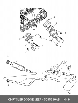 Выпускной трубопровод 5085 910AB CHRYSLER