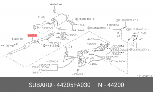Средний глушитель выхлопных газов 44205FA030 SUBARU