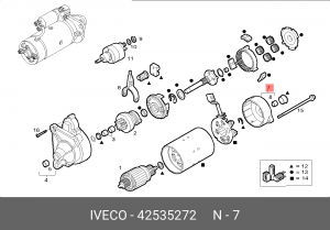 Подшипник коллектора, стартер 42535272 IVECO