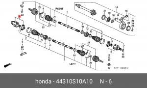 Шарнирный комплект, приводной вал 44310S10A10 HONDA