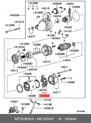 Щеточный узел стартера ME700047 MITSUBISHI