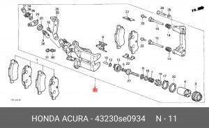 Ремкомплект, тормозной суппорт 43230SE0934 HONDA