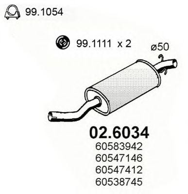 Средний глушитель выхлопных газов 026034 ASSO