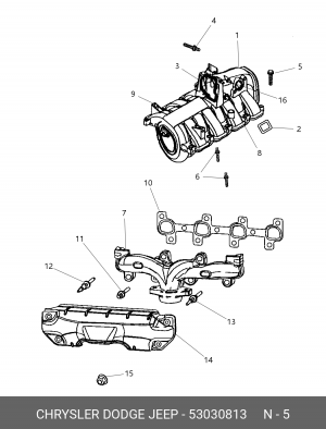 Комплект прокладок, выпускной коллектор 5303 0813 CHRYSLER