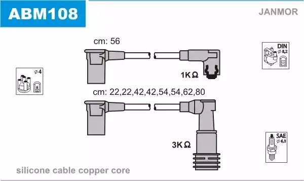 Ккомплект проводов зажигания ABM108 JANMOR