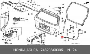 Упругий элемент, крышка багажника / помещения для груза 74820SX0305 HONDA