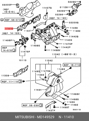 Прокладка, впускной коллектор MD149529 MITSUBISHI