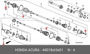 Комплект пылника, приводной вал 44018-ST3-E01 HONDA