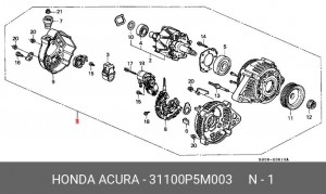 Генератор 31100P5M003 HONDA