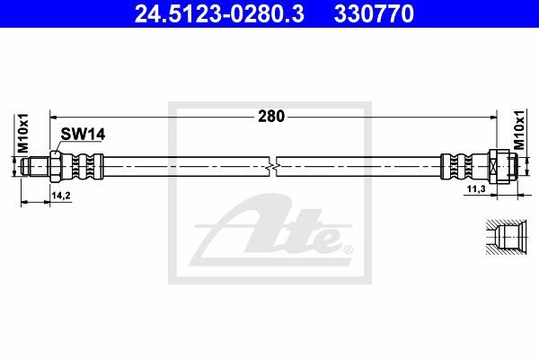 Тормозной шланг 24.5123-0280.3 ATE