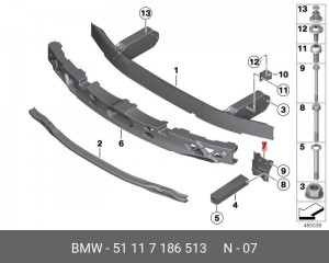 Кронштейн крепления бампера 51 11 7 186 513 BMW