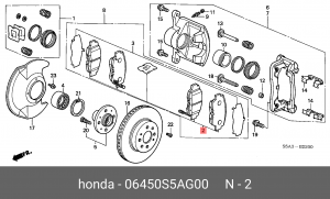 Комплект тормозных колодок, диско 06450-S5A-G00 HONDA