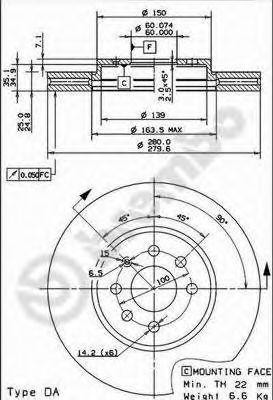 Тормозной диск 09.9159.10 BREMBO