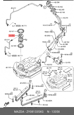 Насос электрический топливной системы в сборе ZY08-13-35XG MAZDA