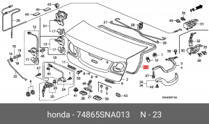 Уплотнитель крышки багажника 74865SNA013 HONDA