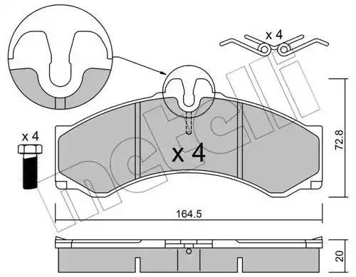 Комплект тормозных колодок, диско 2202620 METELLI
