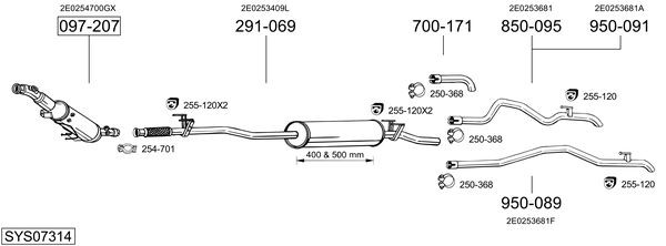 Средний глушитель выхлопных газов 285239 BOSAL