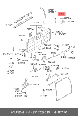 Газовая пружина, заднее стекло 8717026010 HYUNDAI KIA