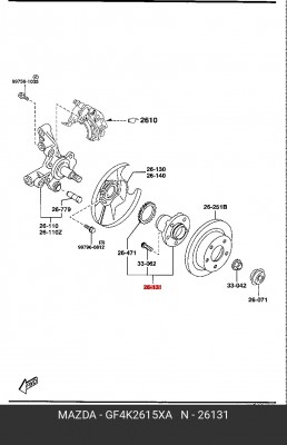 Комплект подшипника ступицы колеса GF4K-26-15XA MAZDA