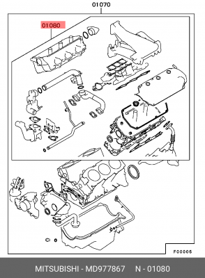 Комплект прокладок, головка цилиндра MD977867 MITSUBISHI