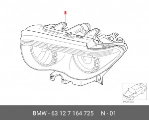 Фара головного света 63 12 7 164 725 BMW
