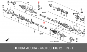 Шарнирный комплект, приводной вал 44010-SH3-G12 HONDA