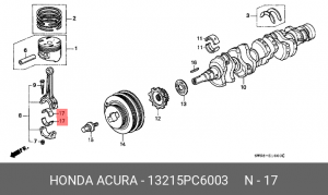 Шатунный подшипник 13215PC6003 HONDA