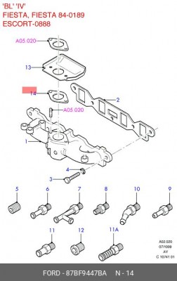 Уплотнительное кольцо, карбюратор 87BF9447BA FORD