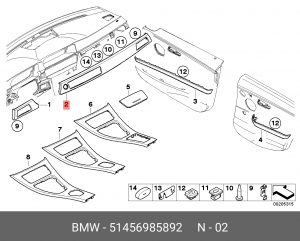 Накладка панели приборов 51 45 6 985 892 BMW
