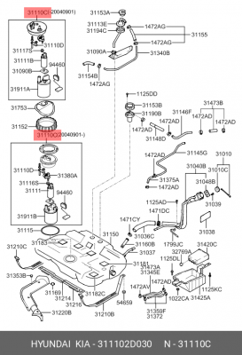 Топливный насос 31110-2D030 HYUNDAI KIA
