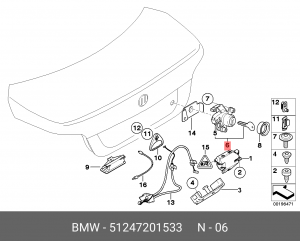 Механизм запорный 51 24 7 201 533 BMW